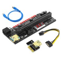 6Pin PCI สำหรับ Express 1x ถึง16x Riser Extender GPU USB 3.0สายไฟอะแดปเตอร์การ์ดสำหรับ Mining สำหรับ W/ เซ็นเซอร์อุณหภูมิ