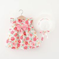 2023 New Girls Clothes Floral Baby Girls Summer Dress With Hat  by Hs2023