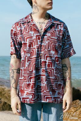 Simple&amp;Raw - เสื้อเชิ้ต BH748 BlueHawaii Shirts (ฺRed Brown)