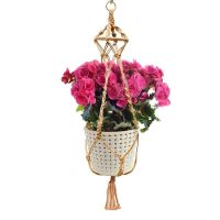 Handmade Cotton And Linen Rope Flower Pots Lanyard Balcony Succulent Plants Hanging Net Pocket Potted Plant Storage Rack