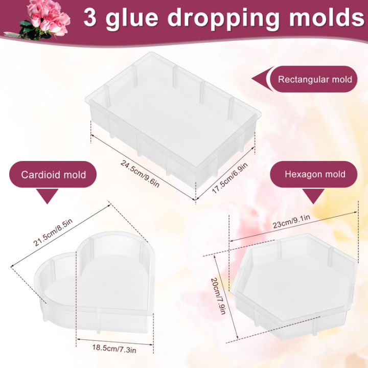 3ชิ้นแม่พิมพ์อีพอกซี่-diy-รูปหัวใจแม่พิมพ์ซิลิโคนขนาดใหญ่สำหรับงานหล่อแม่พิมพ์ซิลิโคน-diy-เรซินแม่พิมพ์หล่ออีพอกซี่-diy-ศิลปะ