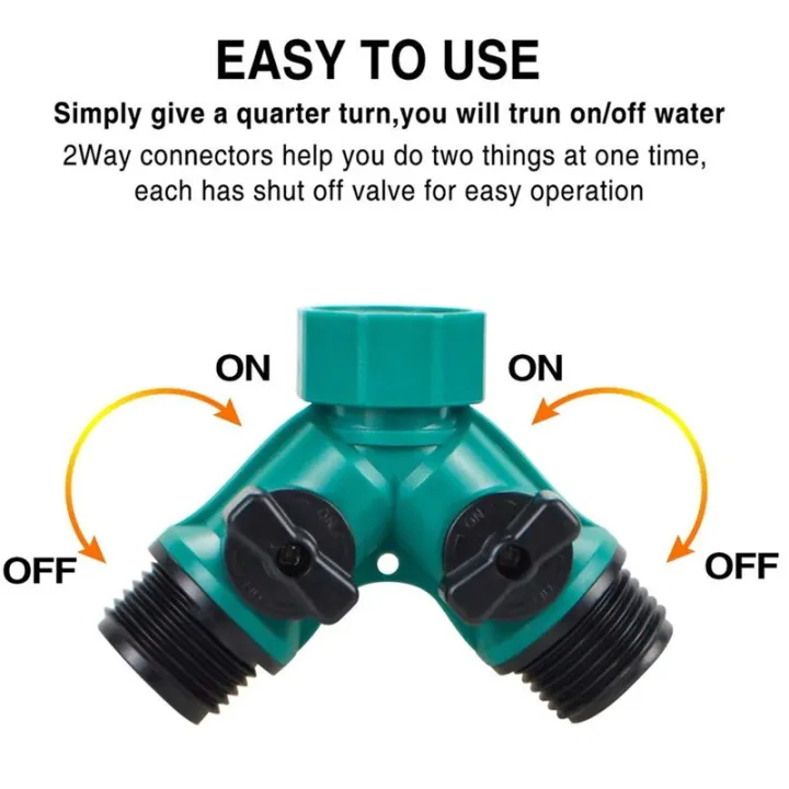GREEN Y CONNECTOR 1PCS 2Way Tap Garden Tap Y Water Splitter