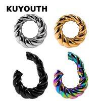 KUEYouth เครื่องวัดน้ำหนักหูแม่เหล็ก,ที่ขยายหูเจาะเครื่องประดับร่างกายต่างหูเหล็กกล้าไร้สนิมยอดนิยมดอกกัญชา2ชิ้น