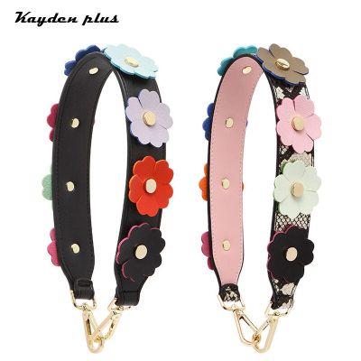 Leather Flower Wide shoulder Strap Beautiful Bag Belt Portable Replacement Snake Strap Handmade Decoration Accessories