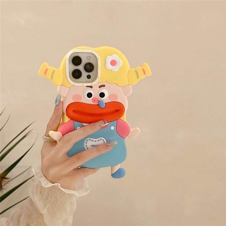 เคสโทรศัพท์มือถือ-ซิลิโคนนิ่ม-ลายการ์ตูนผู้หญิง-หางหมู-สําหรับ-iphone-14-pro-max-13-pro-max-12-pro-max
