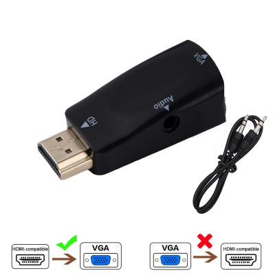 ❣﹍ 1080P HDMI-Compatible Male To VGA Female Adapter Video Converter with Audio Output Cable HDMI -Compatible VGA Cable for Laptops