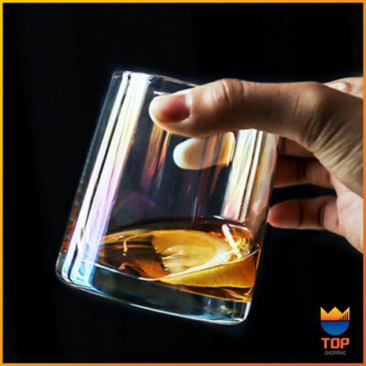 top-ถ้วยแก้ว-สั้นสีโฮโลแกรม-แก้วสีรุ้ง-พร้อมส่ง-ของขวัญวันเกิด-glass-cup