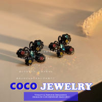 COCOJEWELRY เพชรสี MODE Korea ผีเสื้อต่างหูตุ้มหูเครื่องประดับหูเงิน S925สำหรับผู้หญิง