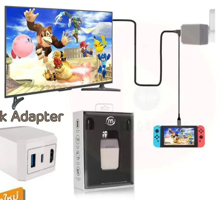 2 in 1 Nintendo Switch Adapter/ OLEDใช้ชาร์จ+ต่อกับ TV แทน dock ได้ (Switch Dock) พกพา Lazada