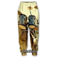 Phechion New Mens/Womens Okarina Drum 3D Printing Casual Pants Fashion Street Wear Mens Loose Sweatpants F244