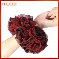 MUBAI ชุดคลุมศีรษะ ขนาดใหญ่ scrunchies อีลาสติก ศิลปะผ้าศิลปะ แหวนผมผ้ากำมะหยี่เงายืดหยุ่น ง่ายๆ กำมะหยี่สีทอง แถบยางยืดหยุ่น ผมเส้นผม