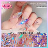 NQSW 100PCS สีสัน รูปทรงต่างๆ 3D Rhinestones เล็บเงา คริสตัลเพชร เครื่องประดับเล็บ ตกแต่งเล็บ