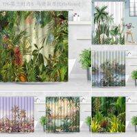 【CW】❇  Jungle Shower Curtain Trees Leopard Leaves Scenery Curtains