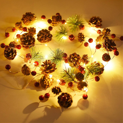 2M 20 Led String Light Outdoor Waterproof Christmas Pine Cone Light LED Copper Wire Fairy Garland Patio Decorate Lamp