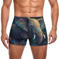 Elephant Swimming Trunks Colorful  Neon Painting Trending Pool Swim Boxers Push Up Stay-in-Shape Man Swimwear Swimwear