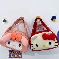 กระเป๋าถือ Sanrio กระเป๋าสตางค์ Tas Kosmetik Hello Kitty น่ารักกระเป๋าเก็บของกระเป๋าผ้าใบนักเรียนเมโลดี้ของขวัญสำหรับเด็กผู้หญิงความจุมาก