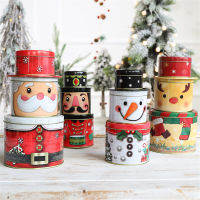 Christmas Large Capacity Candy Tin Box Iron Storage Can Christmas Party Santa Claus Snowman Candy Cans Children Gift Sweets Box Storage Boxes