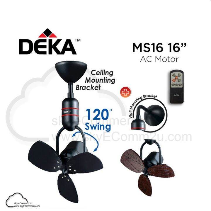 Deka MS16 Ceiling Mounted Fan Wall Mount Fan Remote Control 3 Blade