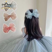 Sweet Fresh Mesh Bow Princess Girls Barrettes Lovely Large Non-slip Ponytail Kids Hair Clips