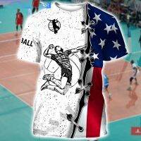 แฟชั่นใหม่ประเทศสหรัฐอเมริกา VOLLEYBALL ชื่อส่วนบุคคล 3D พิมพ์บางพอดีเสื้อยืดเสื้อยืดผู้ชายแขนสั้นสบาย ๆ เส้นใยนมระบายอากาศได้อย่างรวดเร็วแห้ง 2023