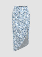 Cider Floral High Waist Split Maxi Skirt