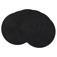 Round Braided Placemats Set of 6 Table Mats for Dining Tables Woven Washable Non- Place Mats 15 Inch Halloween Black