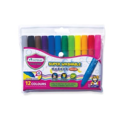 ปากกาเมจิกชนิดล้างออกได้ Master Art ปากกาเมจิก ชนิดล้างออกได้ รุ่น MWM 24R หัวเดียว 24 สี สำหรับเด็กเล็ก 3 ขวบขึ้นไป