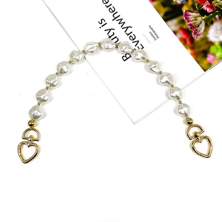 love-chain-pearl-chain-luggage-accessories-short-luggage-chain-irregular-pearl-chain-metal-chain-metal-hook-chain