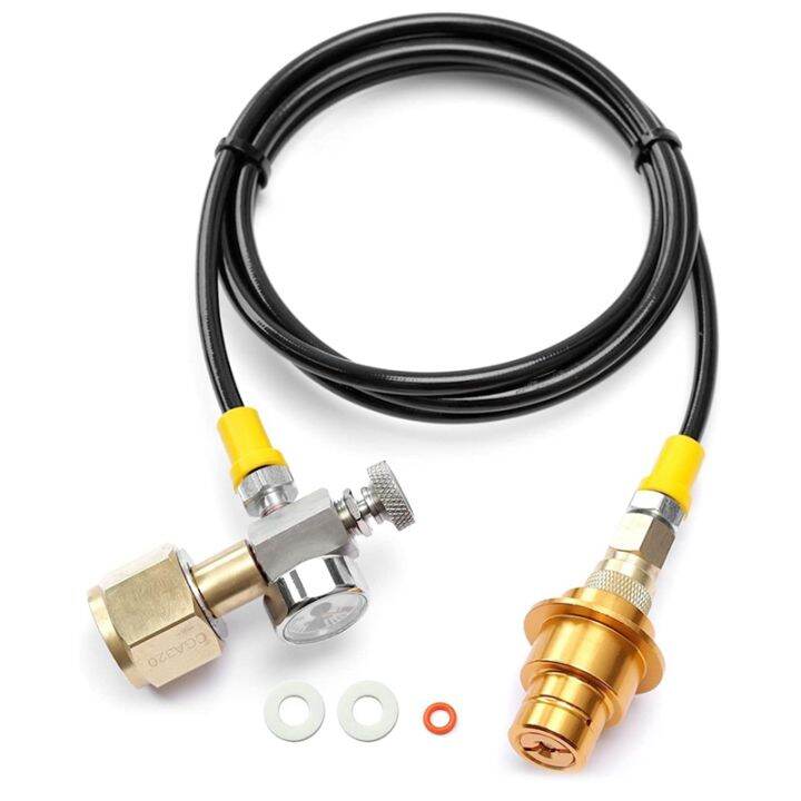 Soda CO2 Adapter Hose Kit with Pressure Gauge and Release Valve,CGA320 ...