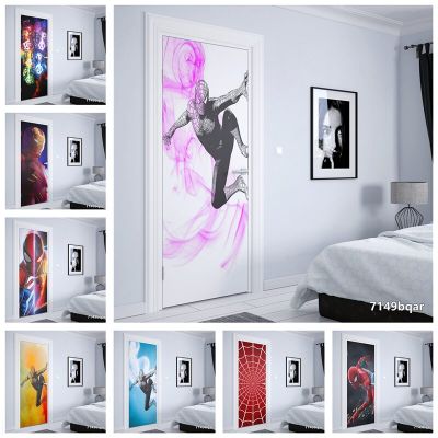 Marvel superhero spiderman Door stickers Wallpaper PVC Home Design Decoration Sticker Childrens room decoration poster Sticker