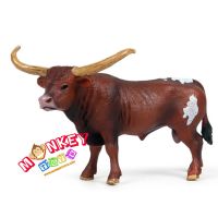 Monkey Toys - โมเดลสัตว์ Texas Longhorn วัวเท็กซัส ลองฮอร์น แดง ขนาด 15.00 CM (จากหาดใหญ่)