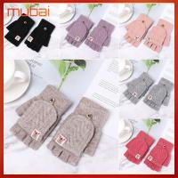 MUBAI Christmas Gift Women Men Flip Soft Keep Finger Warm Knitted Gloves Christmas Deer Mittens Half Finger Thicken Warm