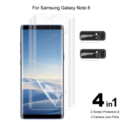 4 in 1 For Samsung Galaxy Note 8 Screen Protector Soft Hydrogel Film 3D Curved Full Coverage amp; Camera Lens Film