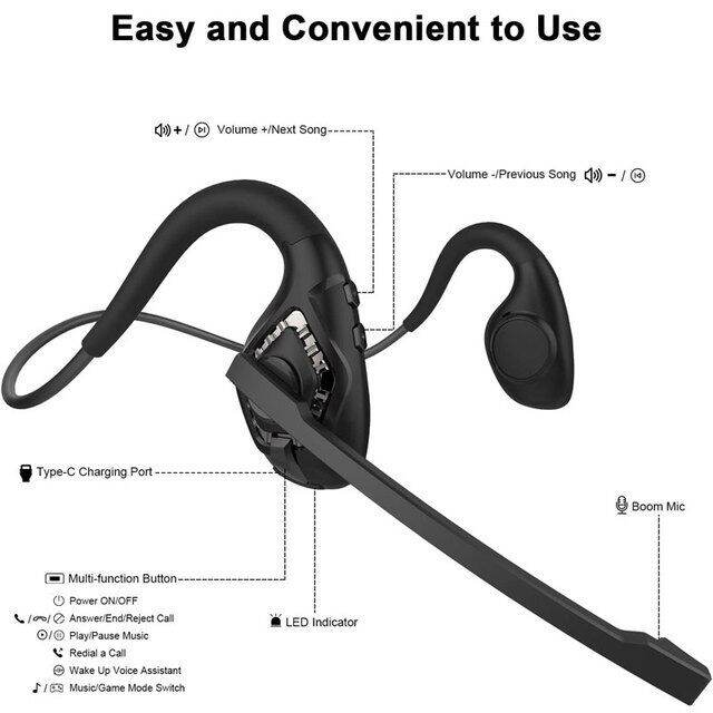 Air Bone Conduction Earphones With External Microphone Bluetooth5.2
