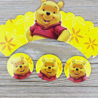 24Pcs การ์ตูนน่ารัก Winnie Pooh Cupcake Wrappers เค้ก Toppers งานแต่งงานตกแต่งแทรกการ์ด Baby Shower Birthday Party Supplies