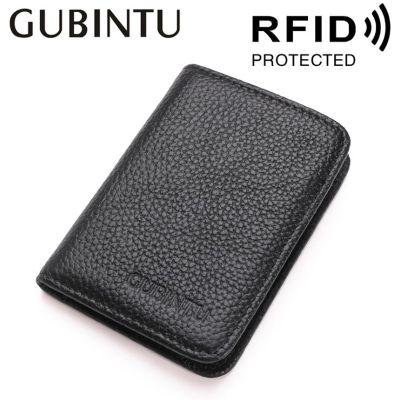 Slim Genuine Leather RFID Card Protection Men Credit Card Holder Card Case Small Wallet For Man Black Coffee Card Holders