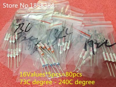 16 Values=80pcs assortment kit Thermal Fuse 10A 250V Thermal Cutoffs 73C degree - 240C degree Temperature fuse Replacement Parts