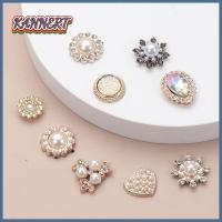 KANNERT 10PCS งานฝีมือ DIY เครื่องประดับหมวก รูปดอกไม้ ที่เป็นประกาย กระดุมมุก เครื่องประดับศีรษะ กิ๊บติดผมไข่มุก ปุ่ม Rhinestone