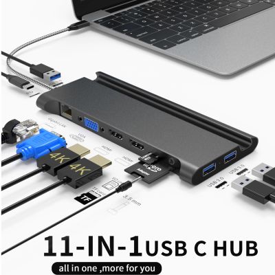 GOOJODOQ USB Type C HUB เป็น3.0 USB HDMI-Compatible RJ45ฮับ USB สำหรับ MacBook Pro USB Splitter Multi 11พอร์ต Type C HUB USB-C Feona