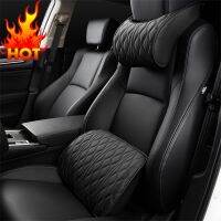 PU Leather Car Headrest Memory Foam Car Rest Neck Pillow Back Cushion Auto Seat Neck Rest Waist Supports Set Car Lumbar Pillows Seat Cushions