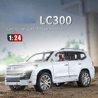 【 Wj】1:24ล้อแม็กรถออฟโรดรุ่นโตโยต้า LC300จำลอง Land Cruiser เพลงเบาดึงกลับรถ