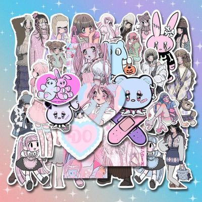 52 Korean INS Cartoon Beauty Harajuku Style Cute Girl Sticker DIY Scrapbooking Phone Case Diary Photo Album Gift Seal Decoration