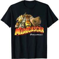 Madagascar Squished Group Adult T-Shirt Shot Classic Movie Logo T-Shirt - Mens T-Shirt