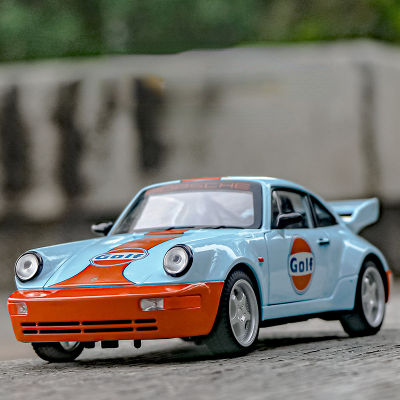 รถโลหะผสมกอล์ฟพอร์ช964ขนาด1:24ของเล่นรถ Diecast เสียงประกอบเบาสำหรับเด็กผู้ชายของขวัญวันเกิดคอลเลกชันรถ Kids Toys