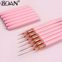 BQAN Professional 5-30mm Nail Art Liners Striping Brushes Tool Pink Metal Handle Drawing Detail Painting  Liner Nail Brush Artist Brushes Tools