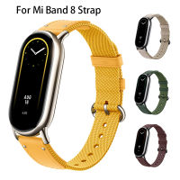 สายเดิมสำหรับ Xiaomi Mi Band 8สร้อยข้อมือแฟชั่นหนัง Miband สายรัดข้อมือเปลี่ยน8 NFC Correa Mi Band 8สายรัดผ้าใบ