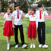 【cw】 Middle School Students Business Attire Poetry Recitation Comition Performance Costume Male and Female Students Red Song Club Chorus Clothing Suit ！