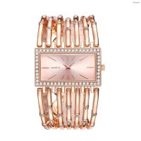 ⌚ นาฬิกาแฟชั่น⌚ Fashion trend of the new diamond ms steel band bracelet wrist quartz female square table