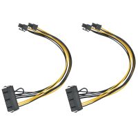 2Pcs PC PSU ATX 24-Pin Female to Dual PCI-E 6-Pin Male Converter Adapter GPU Power Cable Cord 18AWG 30cm Jumper Starter