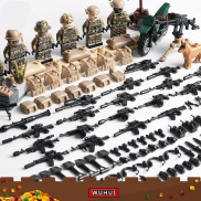 WUHUI 6 CÁI SWAT Quân đội quân sự WW2 Minifigures Bộ đồ chơi xây dựng Đồ